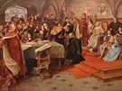Obraz nazvaný Prohlášení Jiřího z Poděbrad o víře r. 1462. Velkoplošná plátna...