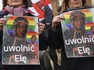 Lidé v polském Krakov demonstrovali za proputní aktivistky Elbiety...