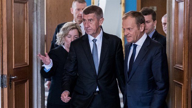 Premir Andrej Babi bude s pedsedou Evropsk rady Donaldem Tuskem eili bezpenost i budoucnost Evropsk unie (8. kvtna 2019).