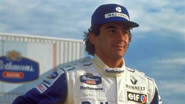 Ayrton Senna pzuje v barvch stje Williams.