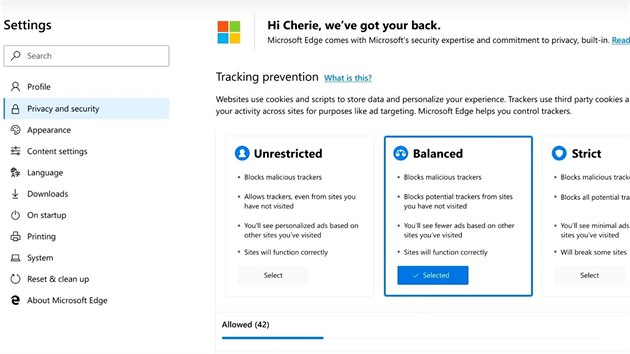 Prohle Microsoft Edge slibuje nov nastaven soukrom.