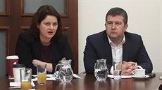 Pedseda SSD a ministr vnitra Jan Hamáek a místopedsedkyn strany a...
