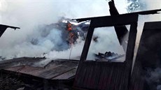 Požár autobazaru v Šumperku (8. června 2019).