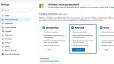 Prohlíe Microsoft Edge slibuje nové nastavení soukromí.