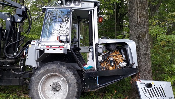 Traktor, se kterým student havaroval.