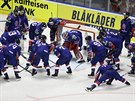 Hokejisté Velké Británie ped úvodním zápasem MS na Slovensku proti Nmecku