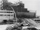 Elektrárna Černobyl po havárii v roce 1986