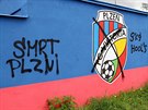 Tréninkový areál fotbalové Plzn v Luní ulici  Plzni poniili vandalové.