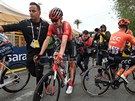 Zkrvavený Tom Dumoulin v cíli tvrté etapy Gira d'Italia.