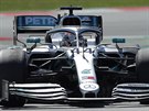 Lewis Hamilton ze stáje Mercedes ve Velké cen panlska formule 1.