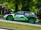 Jan Kopecký navigovaný Pavlem Dreslerem ve vozu koda Fabia R5.