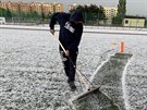 Zápas eské ligy amerického fotbalu mezi Pilsen Patriots a Pardubice Stallions...