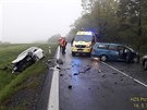 Nehoda tí osobních vozidel zastavila provoz u obce Losiná nedaleko Plzn.