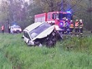 Nehoda t osobnch vozidel zastavila provoz u obce Losin nedaleko Plzn. (16....