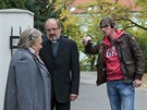 Jiina Bohdalová, Viktor Preiss a reisér Jií Strach pi natáení filmu Klec