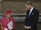 Královna Albta II. a princ Harry na svatb lady Gabrielly Windsorové a...