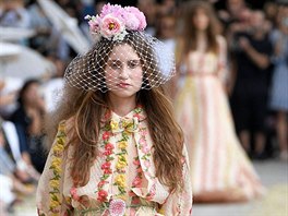 Model walks on the runway during the Luisa Beccari Fashion show during Milan...