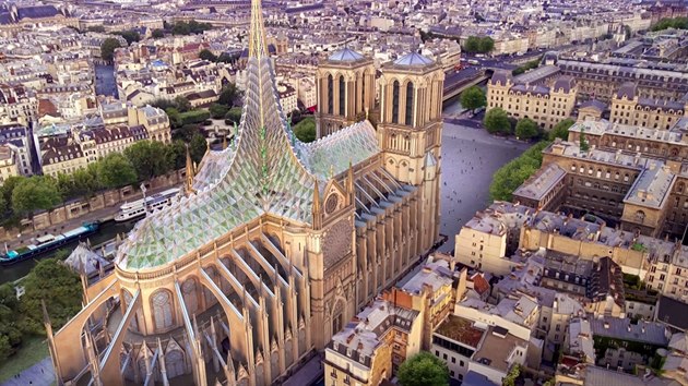 Katedrála Notre-Dame by mohla mít zahradu pod sklennou stechou