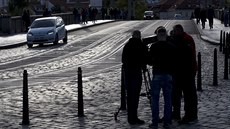 Elektromobil koda Citigo-e iV pi natáení v centru Prahy