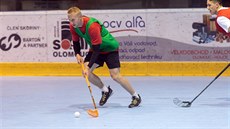 Luká Klimek na tréninku hokejist Olomouce.