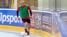 Lukáš Klimek na tréninku hokejistů Olomouce.