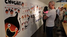 Výstava ve Stedoeském muzeu v Roztokách u Prahy pedstavuje videohru Chuchel studia Amanita Design. Na snímku autor hry Jaromír Plachý.