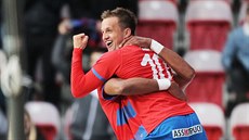 Plzeský Jan Kopic slaví svj gól proti Spart.