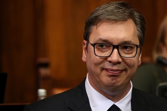 Srbský prezident Aleksandar Vui v parlamentu (27. kvtna 2019)