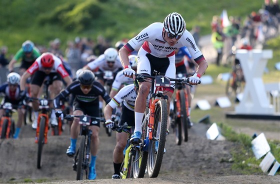 Mathieu Van der Poel v short tracku na SP horských kol v Novém Mst na Morav.