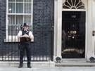 Policista hlídkuje ped sídlem britské premiérky Terezy Mayové na Downing...