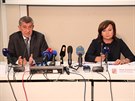 Premiér Andrej Babi na tiskové konferenci s ministryní financí za ANO Alenou...