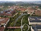 Huawei's new sprawling 'Ox Horn' Research and Development campus is seen from...