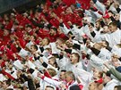 Fanouci Slavie bhem pohárového finále v Olomouci proti Ostrav.