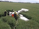 Na letiti v Letanech spadlo letadlo Cessna 152. (27. 5. 2019)