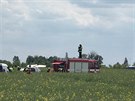 Na leti�ti v Let�anech spadlo letadlo Cessna 152. (27. 5. 2019)