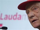 Niki Lauda na tiskové konferenci svých aerolinek Laudamotion