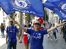 Fanynka londýnské Chelsea ped finále Evropské ligy v Baku