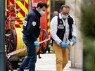 Policisté poblí místa výbuchu ve francouzském Lyonu. (24. kvtna 2019)