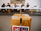 Volební místnost v Prhonicích (24. kvtna 2019)