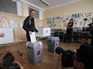 Pedseda Pirát Ivan Barto hlasoval v Praze (24. kvtna 2019)