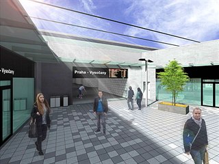 Vizualizace revitalizované železniční stanice Praha-Vysočany