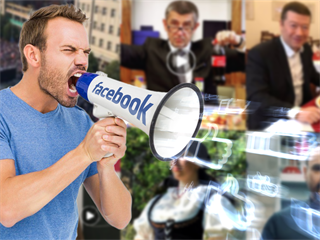 Politická reklama na Facebooku (ilustrační montáž)