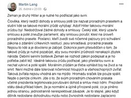 Zastupitel z Jesenice u Prahy a len tamn ODS Martin Lang oznail prezidenta...