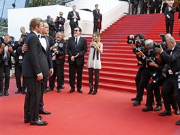 Brad Pitt a Leonardo DiCaprio na premiée filmu Tenkrát v Hollywoodu (Cannes,...