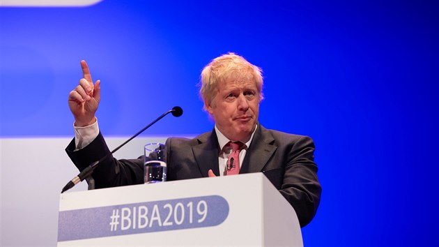 Bval britsk ministr zahrani Boris Johnson na konferenci v Manchesteru. (16. kvtna 2019)