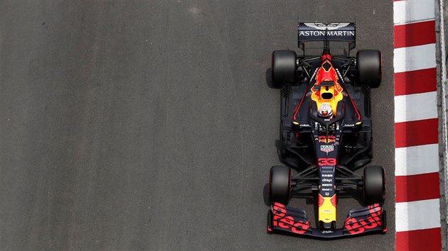 Max Verstappen z Red Bullu bhem trninku na Velkou cenu Monaka.