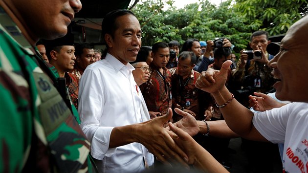 Indonsk prezident Joko Widodo bhem prezidentskch voleb v roce 2019. Obhjil v nich svj mandt. (21. kvtna 2019)