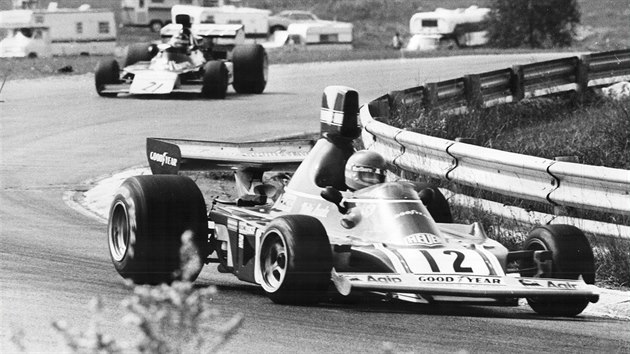 Automobilov zvodnk Niki Lauda v ele Velk ceny Kanady. (20. z 1974)