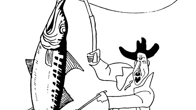 Slavn bsnk, novin, dramaturg, knihovnk, reisr i divadeln kritik Ji Mahen byl tak vnivm rybem. Tuto karikaturu mu k padestinm nakreslil Frantiek Bidlo.