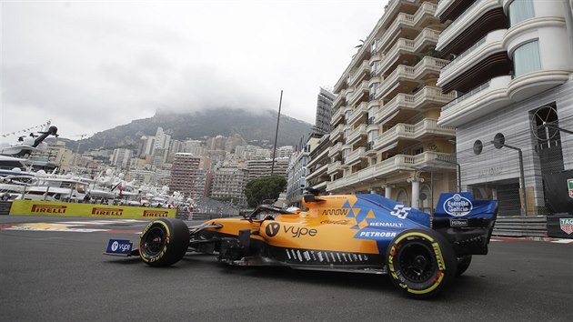Carlos Sainz v trninku na Velkou cenu Monaka.